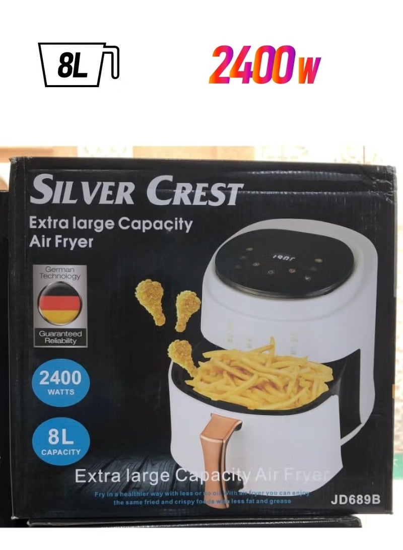 Large capacity German technology air fryer, 2400 watts, 8 liters capacity.